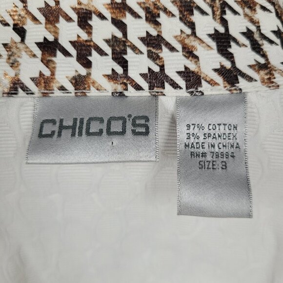 Chico's Brown Metallic Houndstooth Lightweight Full Zip Moto Jacket Size 3 US 16 - Picture 3 of 15